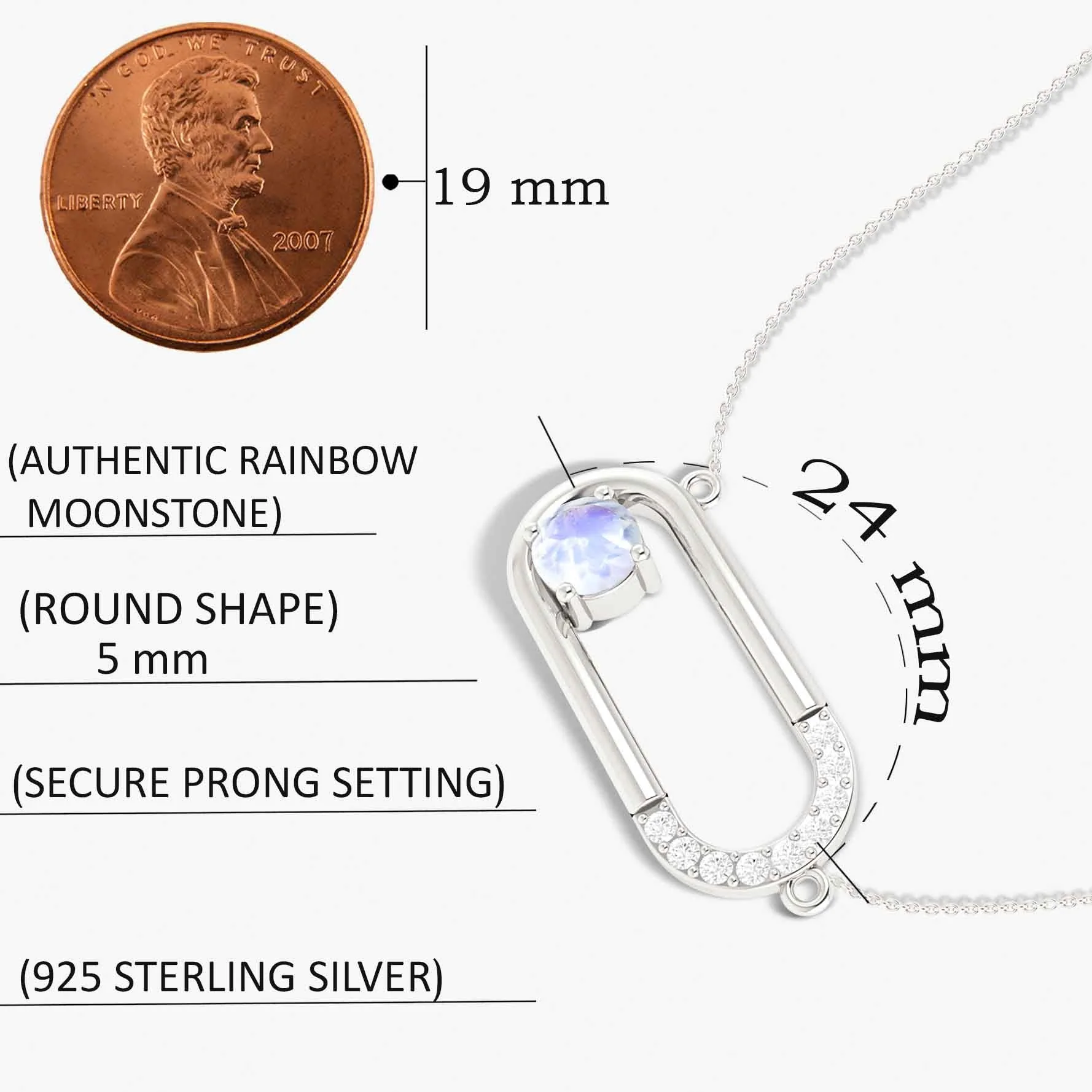 Beautiful Gold vermaile desing Moonstone pendant necklace - Image 7