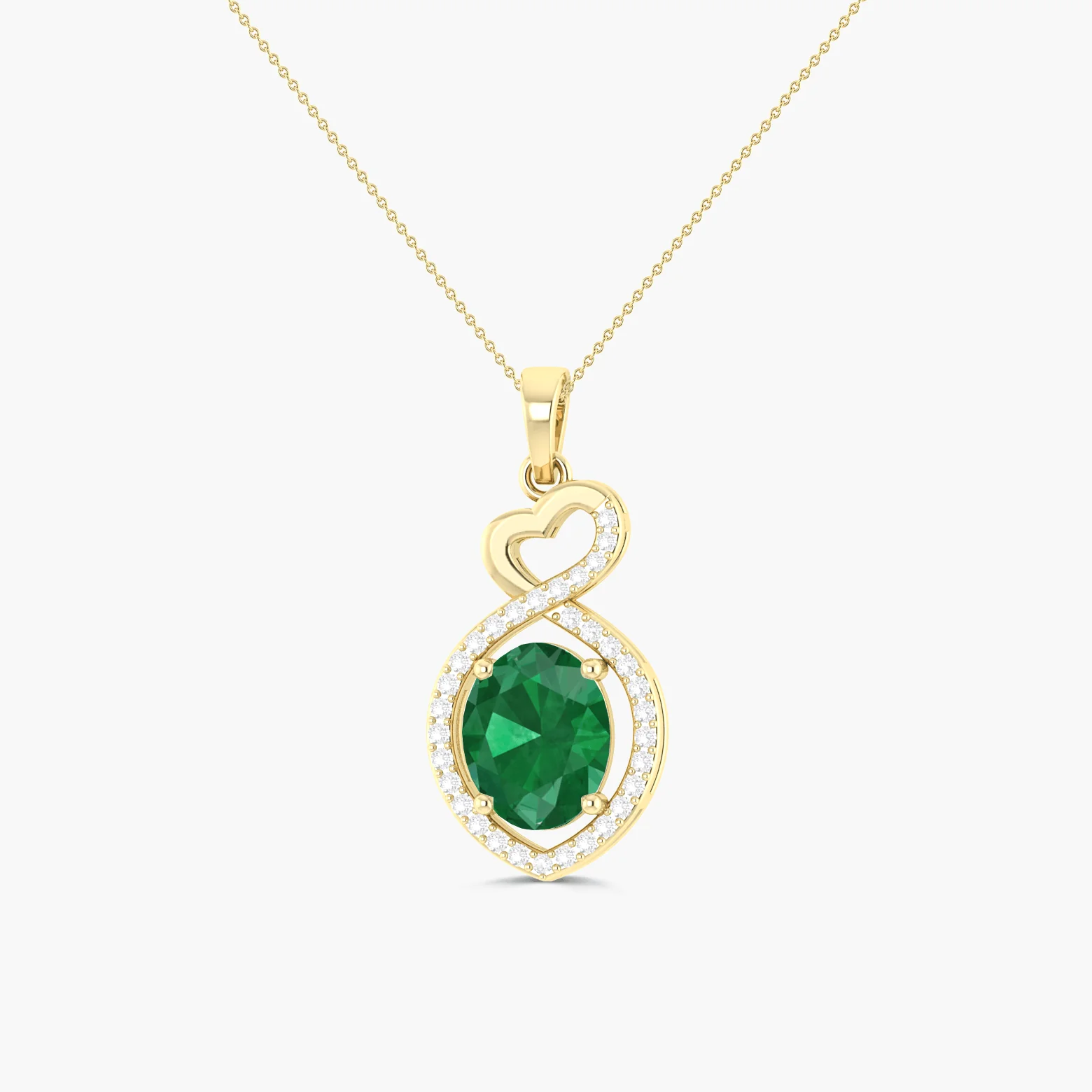 Beautiful Infinity Pendant Emerald Halo Design