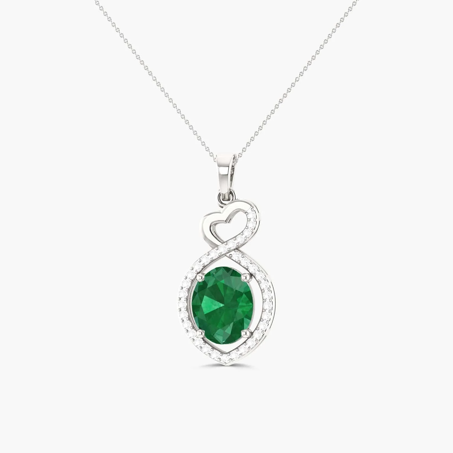 Beautiful Infinity Pendant Emerald Halo Design - Image 5