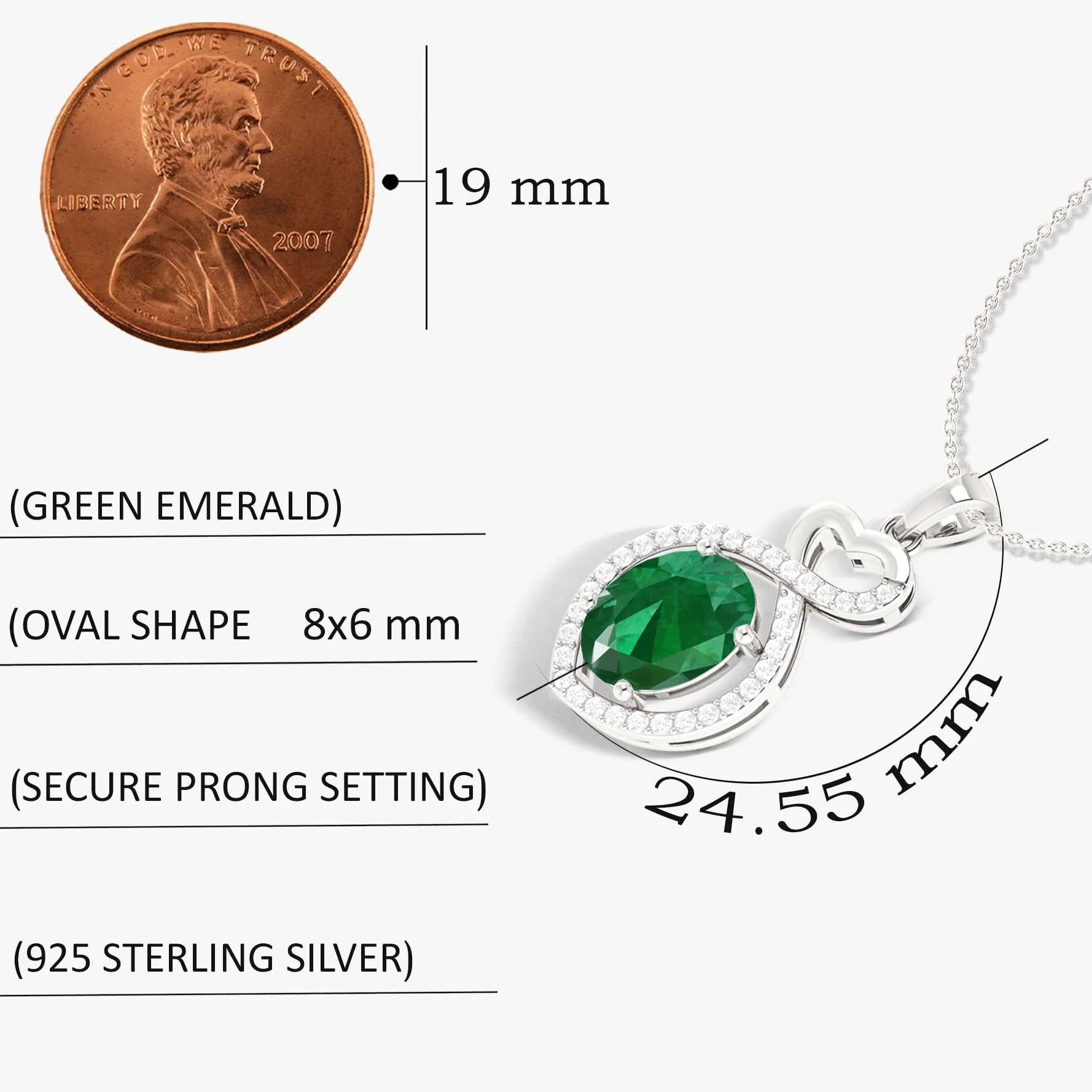 Beautiful Infinity Pendant Emerald Halo Design - Image 8