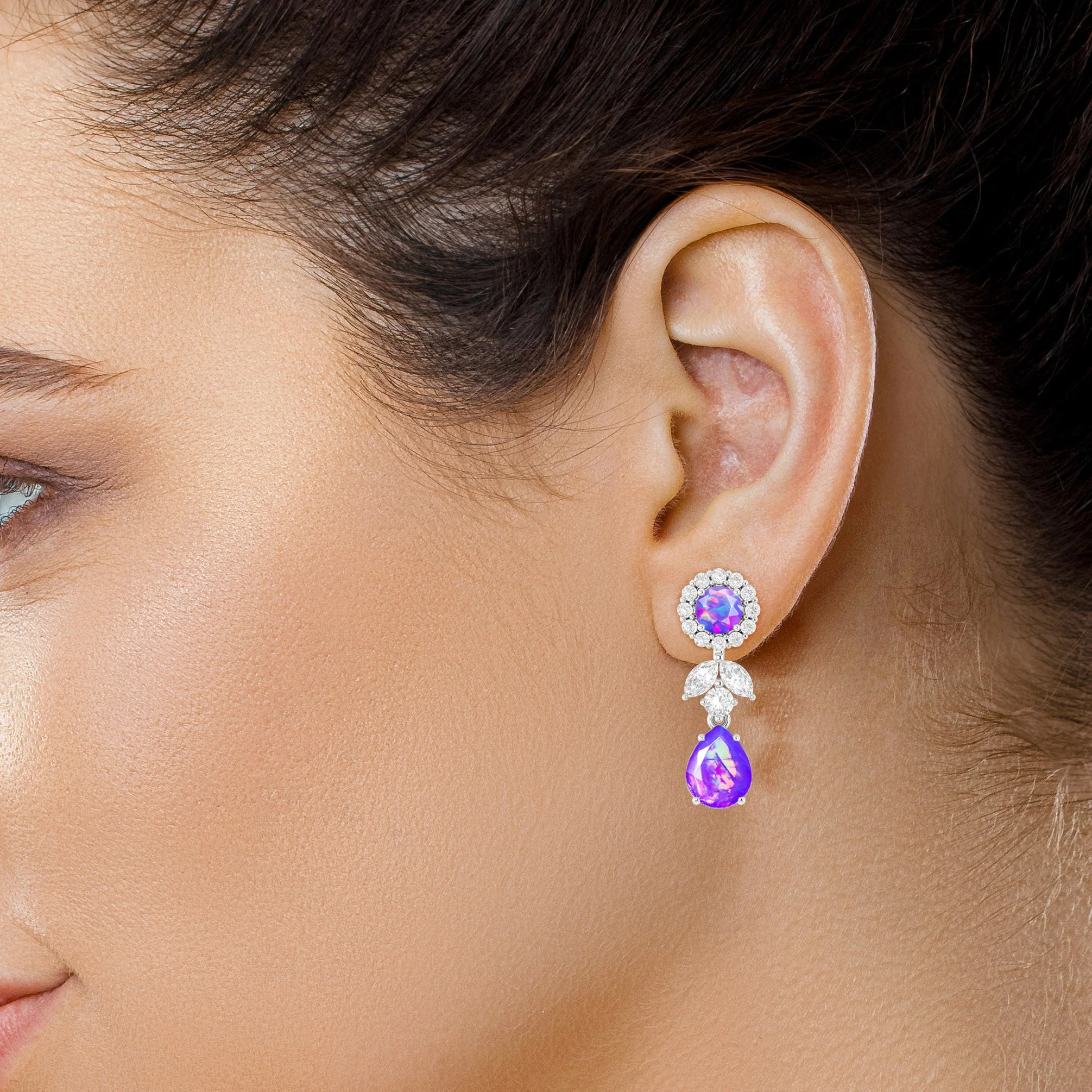 Black Fire Dual Opal Drop and Stud Earring - Image 8