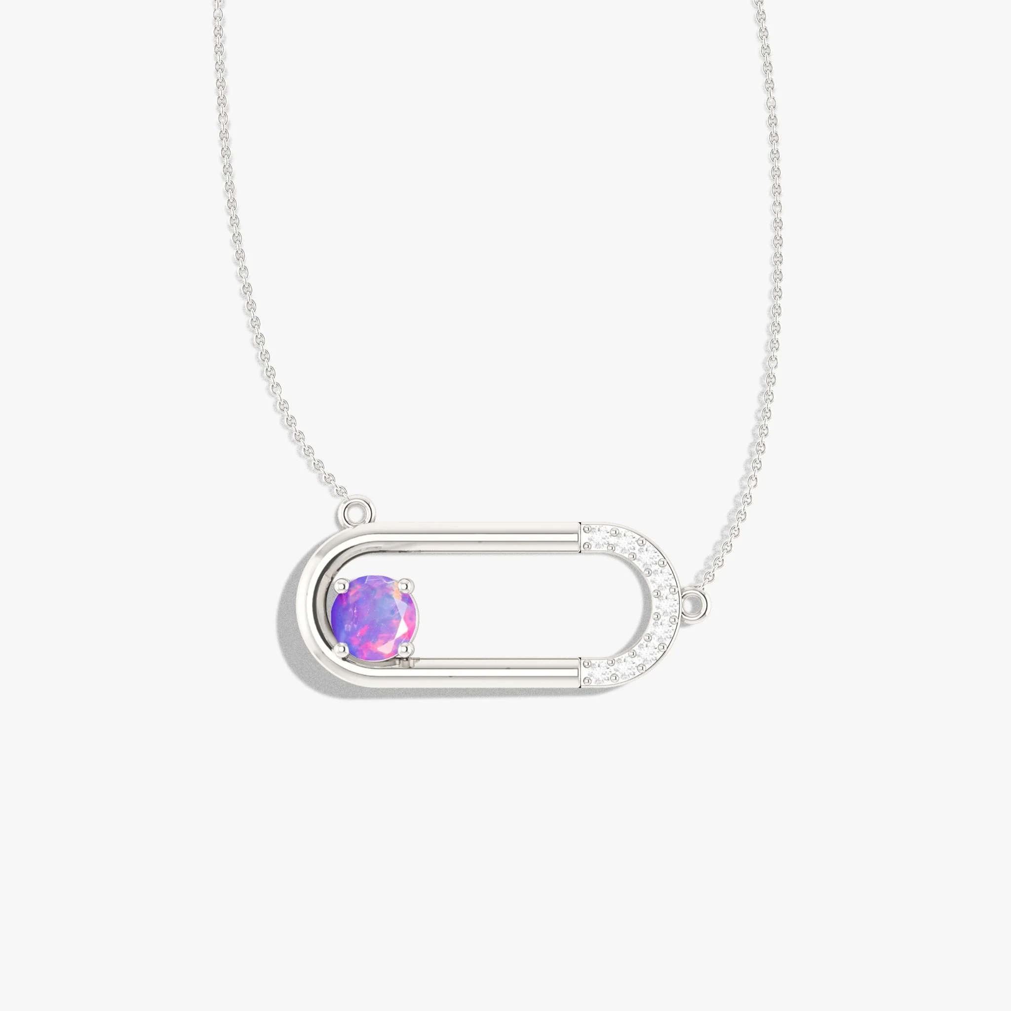Black fire Round Ethiopian opal pendant necklace - Image 13