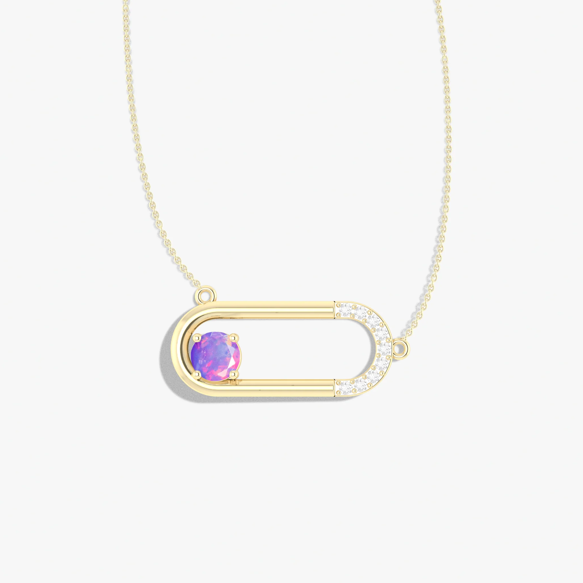 Black fire Round Ethiopian opal pendant necklace - Image 9