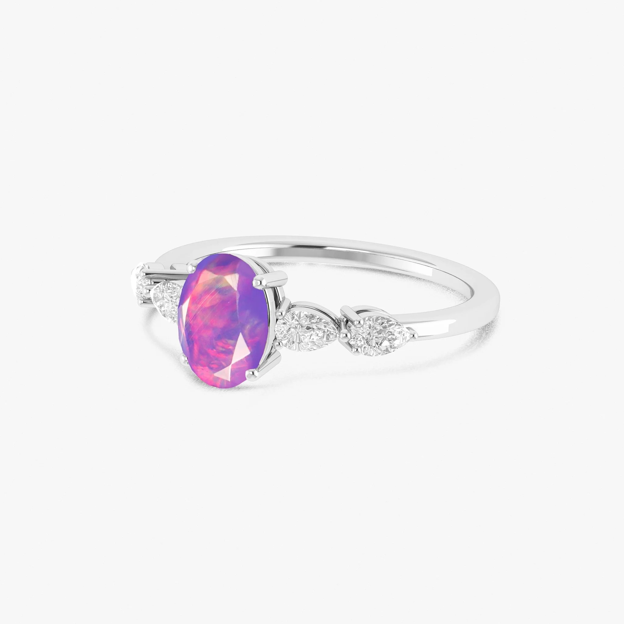 Black Genuine Opal Silver Ring for Women - Image 8