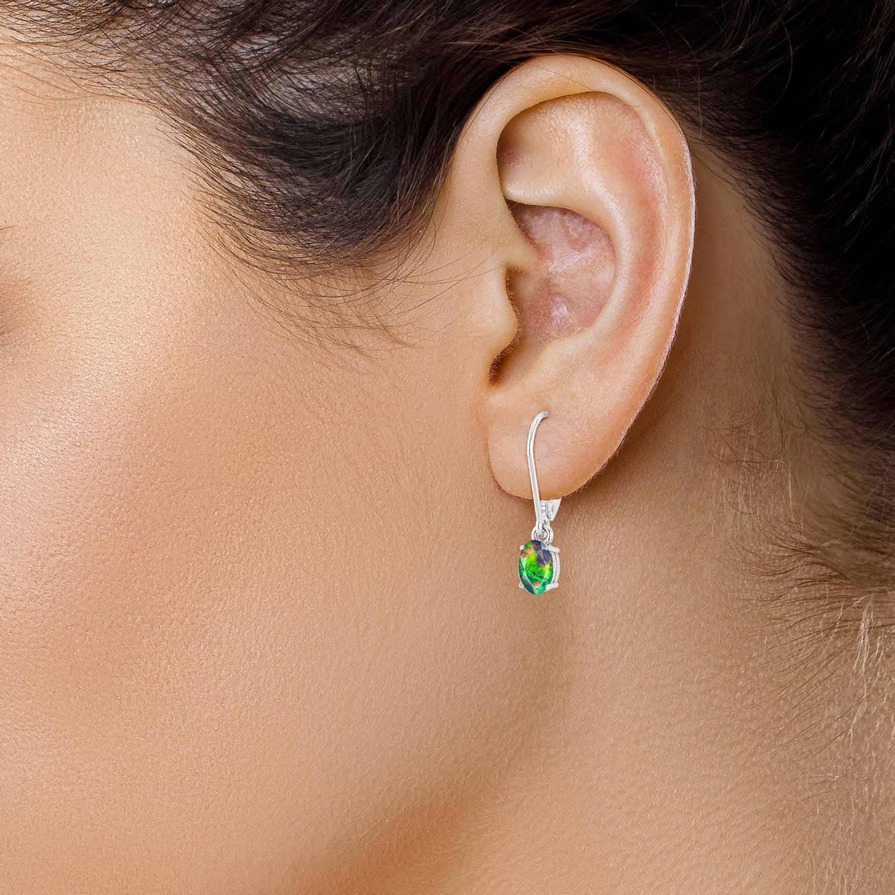 Black Multi Fire Opal Gemstone Dangle Earring - Image 4