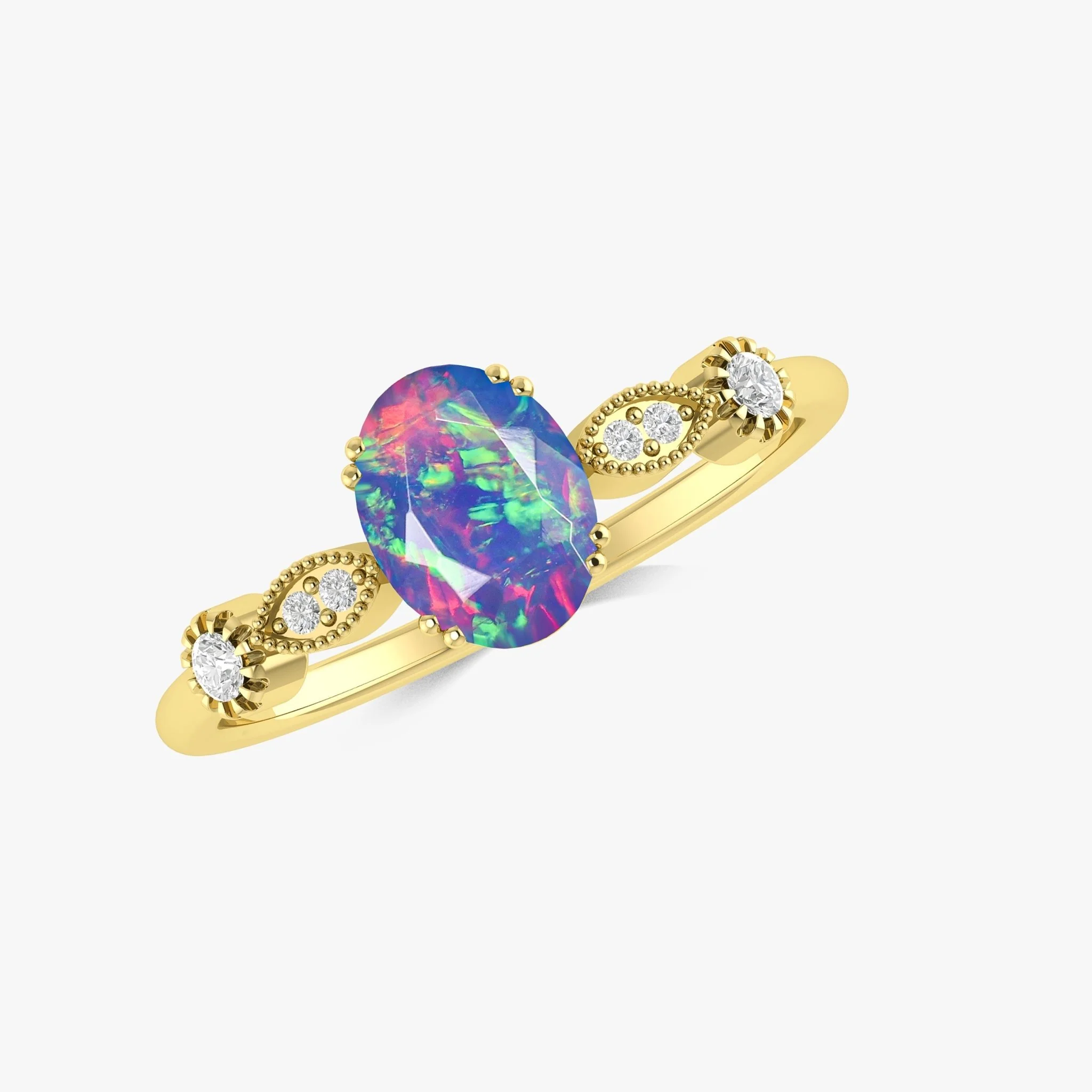 Black Multifire Oval Ethiopian Opal Ring for Women - Image 8