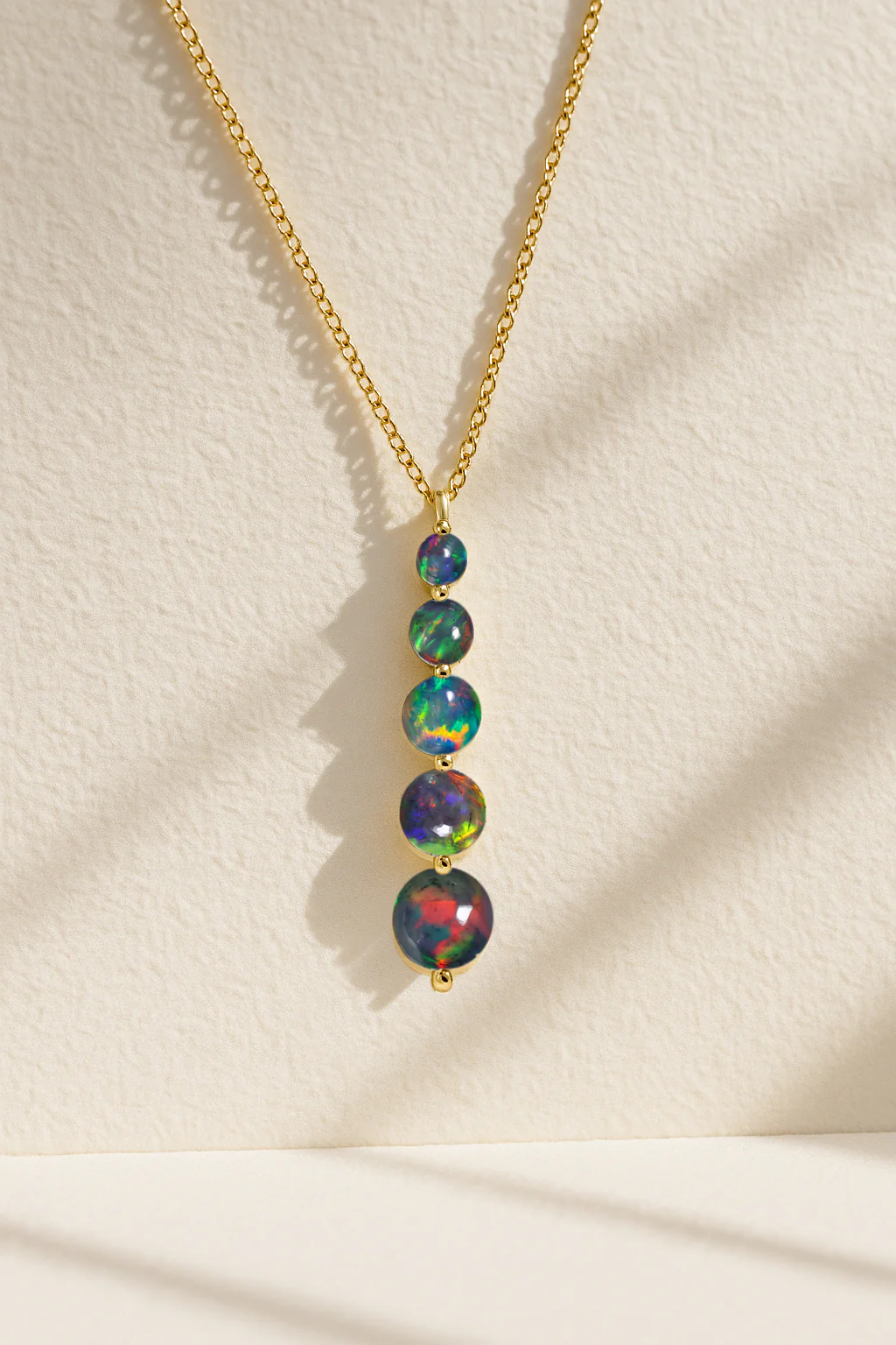 Black Opal 5 Stone Bar Pendant Necklace in 925 Sterling Silver 3.5ct - Image 2