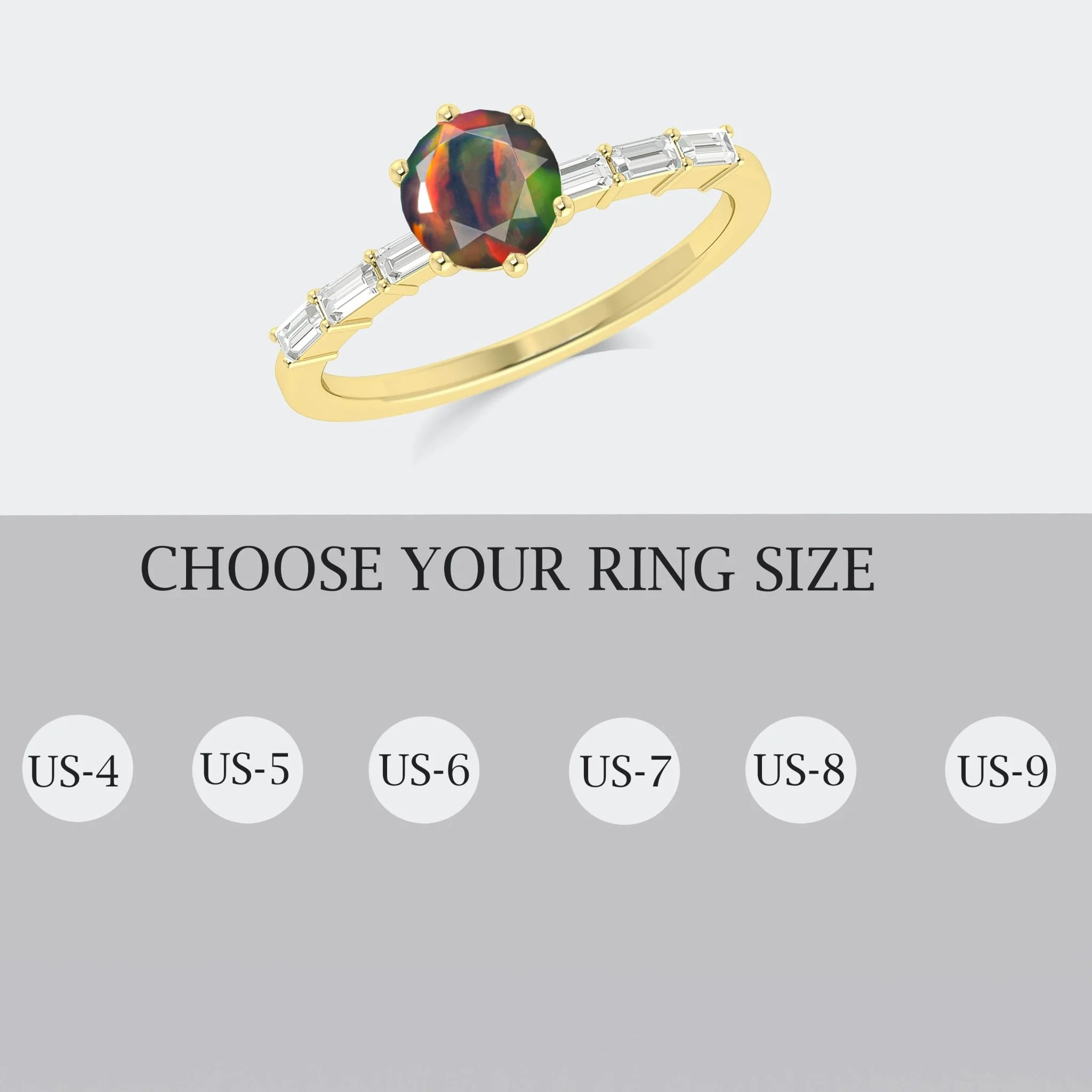 Black Opal and Zircon Sterling Silver Solitaire Ring - Image 8