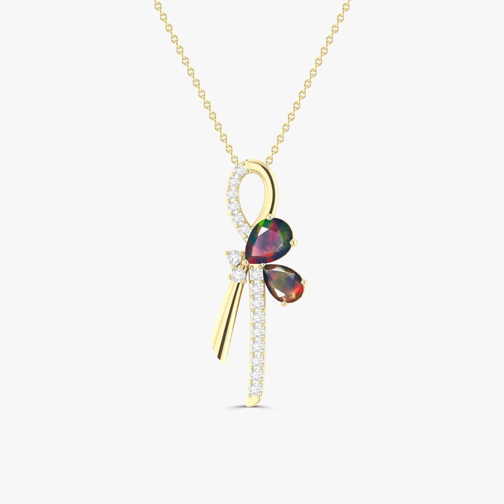 Black Opal Cross Pear Shape Necklace