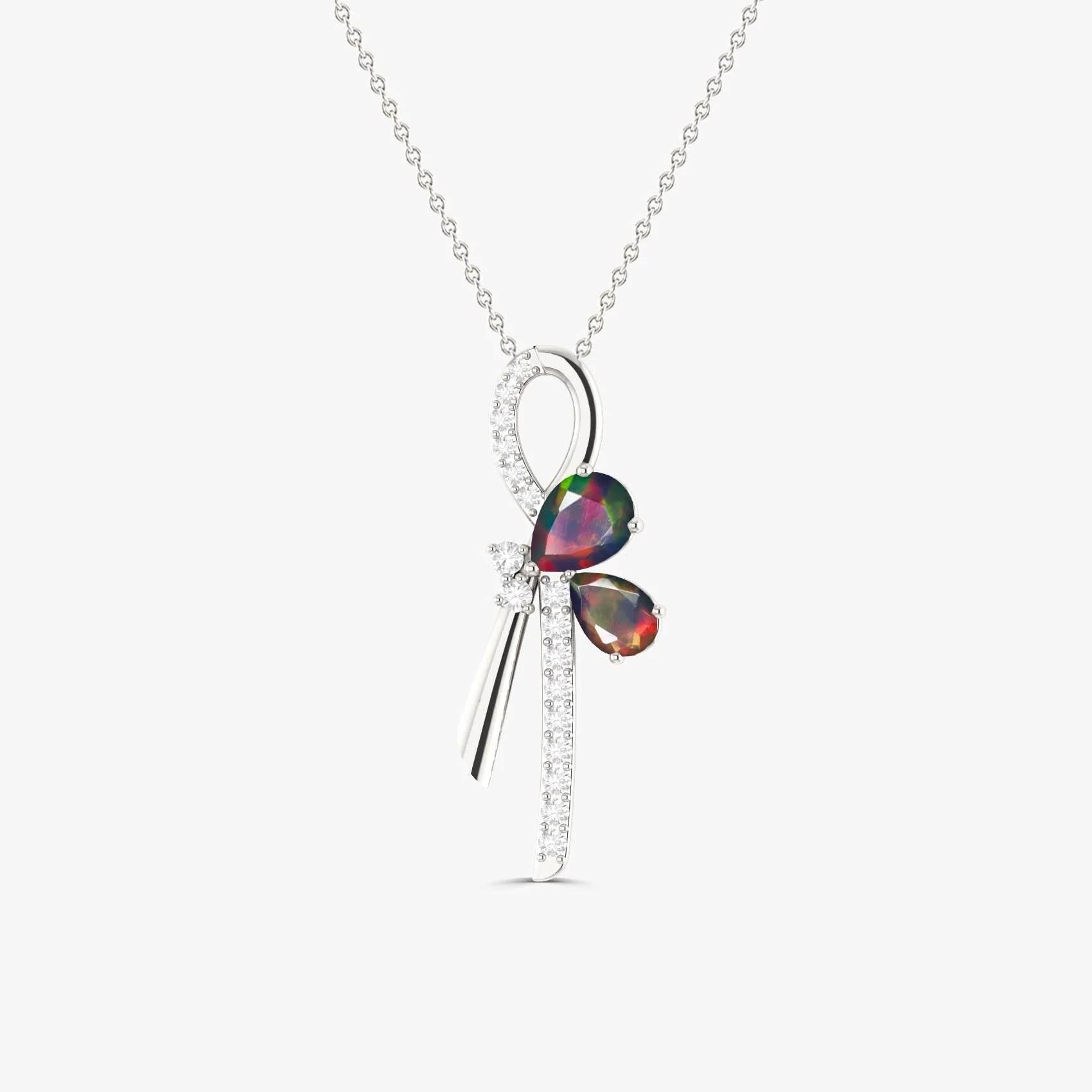 Black Opal Cross Pear Shape Necklace - Image 5