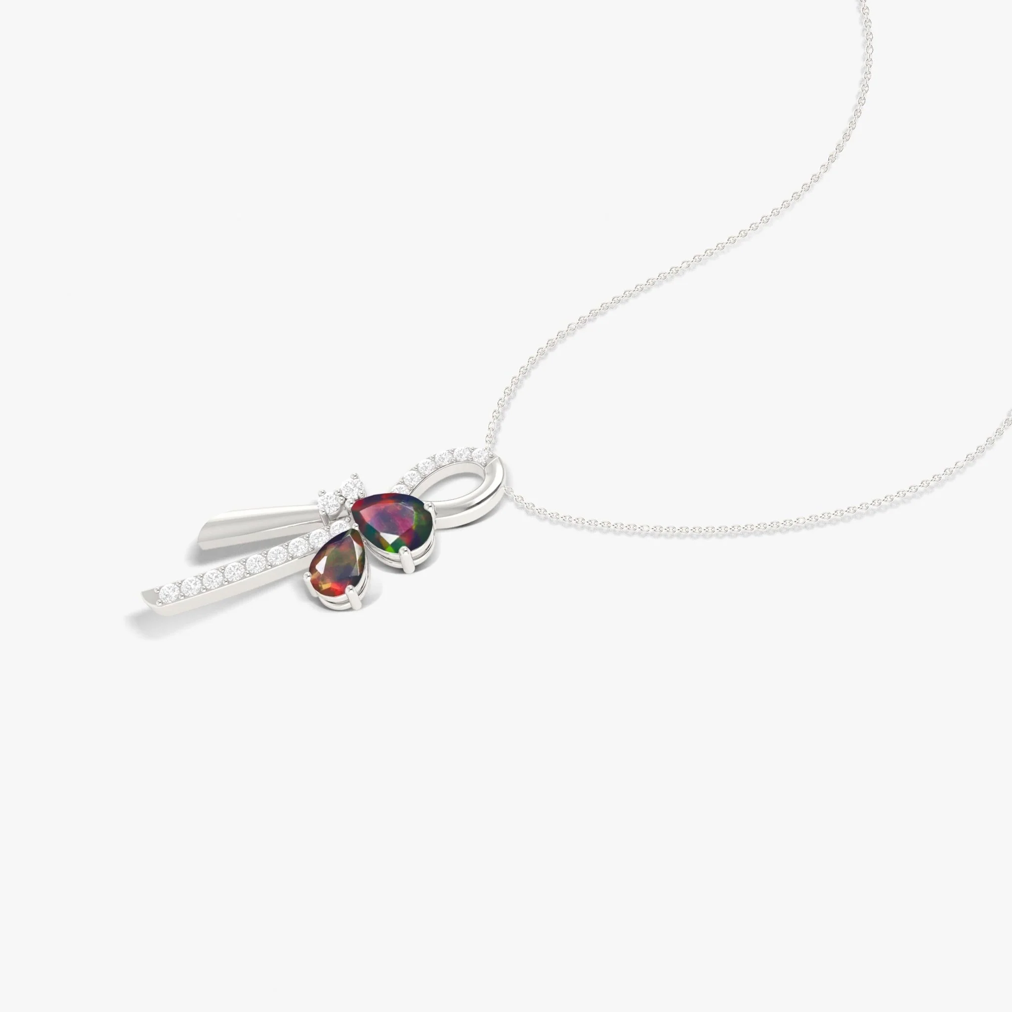 Black Opal Cross Pear Shape Necklace - Image 7