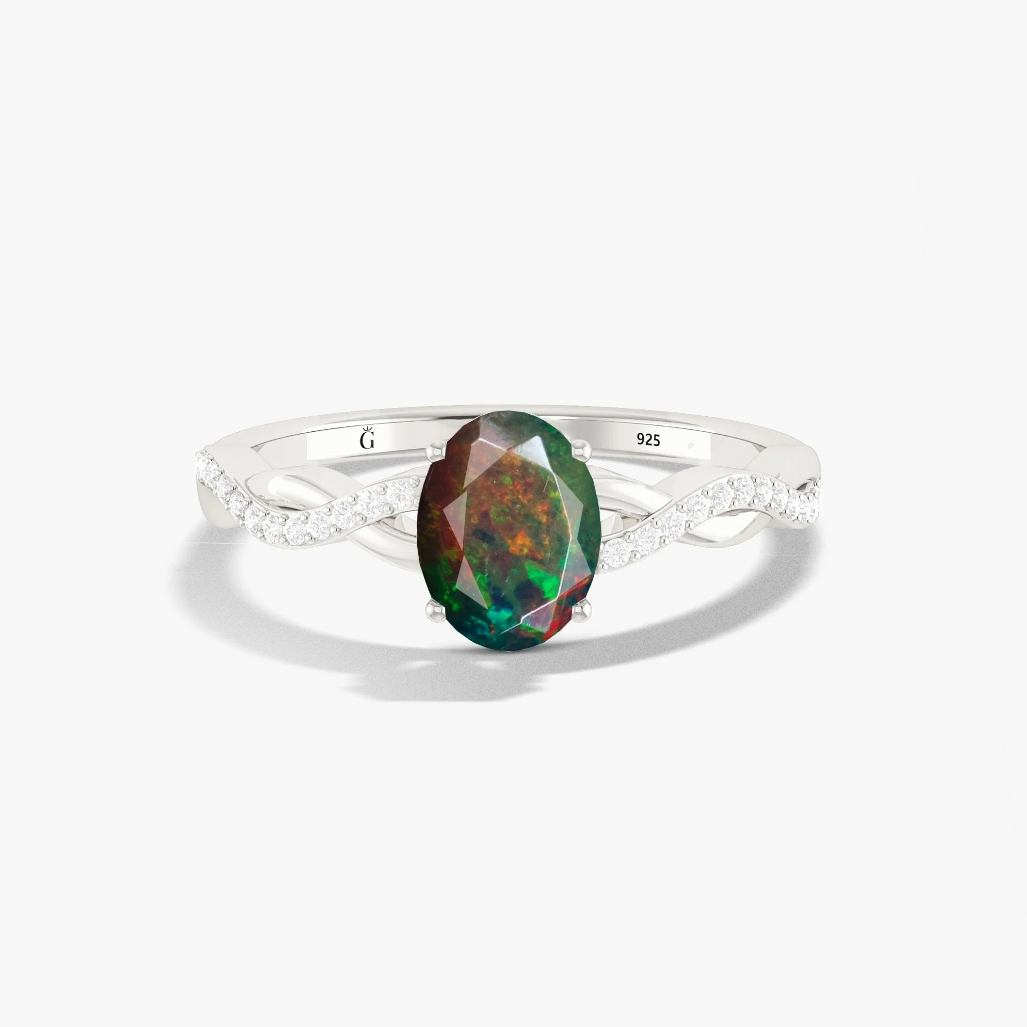 Black Opal Crossover Statement Ring for Women