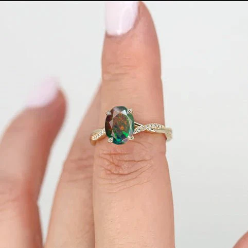 Black Opal Crossover Statement Ring for Women - Image 2