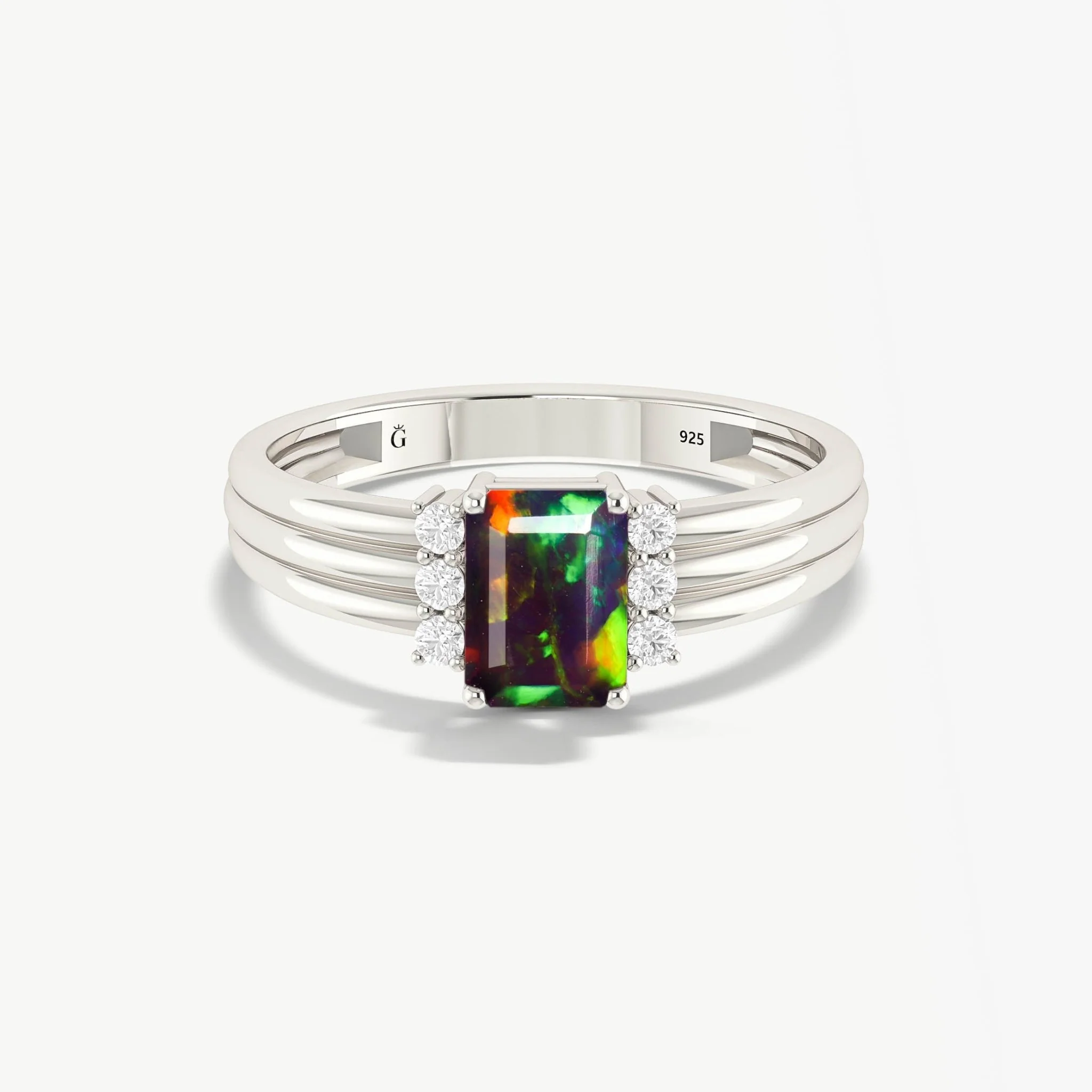 Black Opal Gemstone Ring Gift For Women