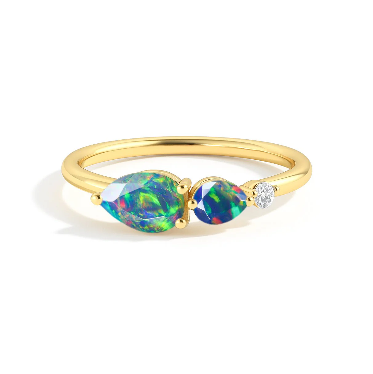 Black Opal Gemstone Ring in Gold & Silver