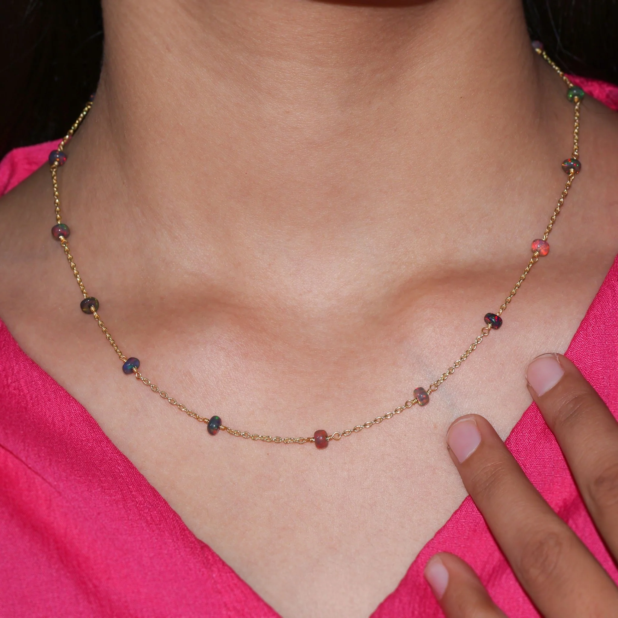 Black Opal Gold Vermeil Chain With 16 + 2 Inch - Image 3
