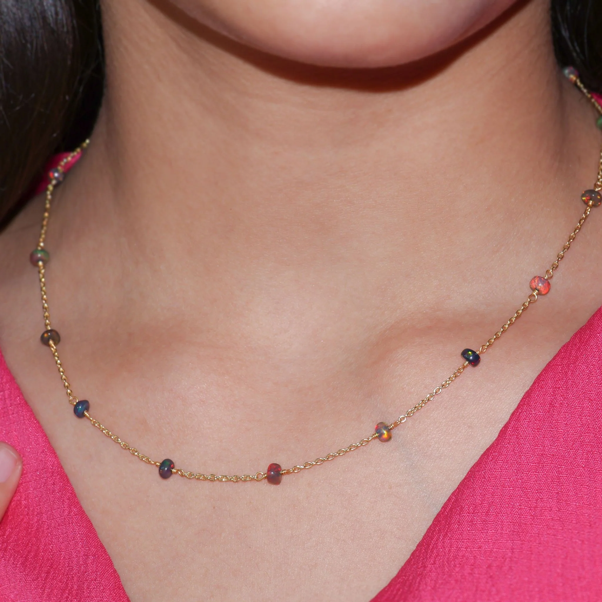 Black Opal Gold Vermeil Chain With 16 + 2 Inch - Image 4