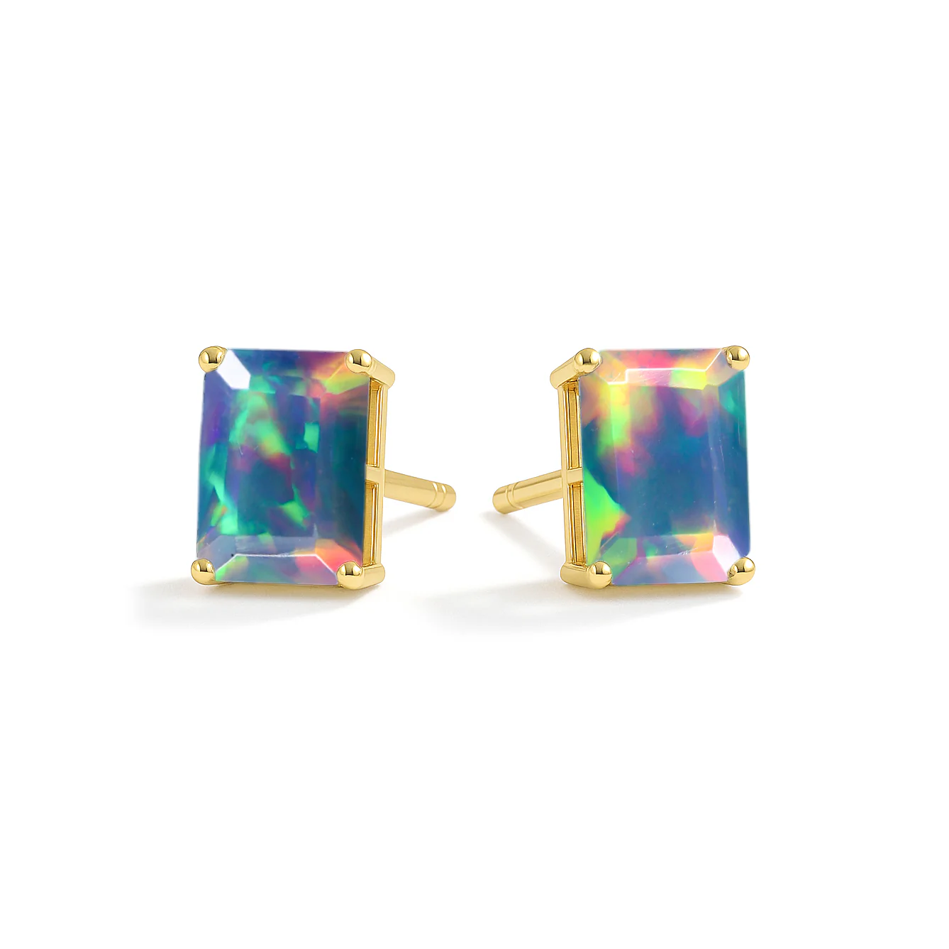 Black Opal Octagon Stud Earrings in 925 Sterling Silver | 7x5mm Gemstone - Image 6