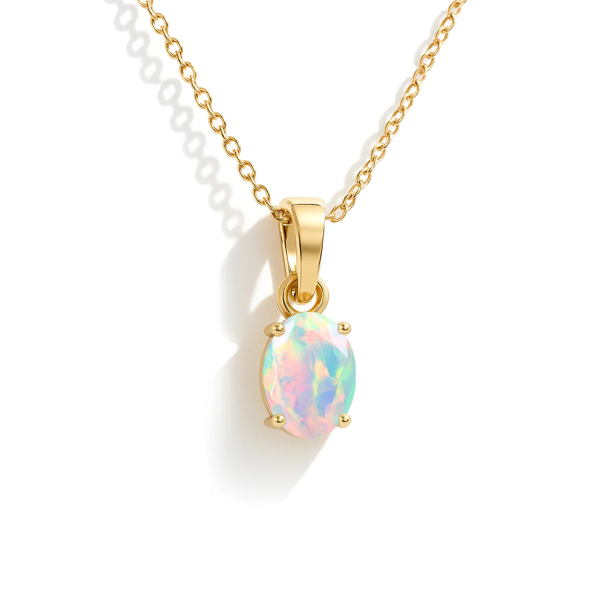 White Opal Oval Teardrop Pendant Necklace in 925 Sterling Silver 1.20ct - Image 5