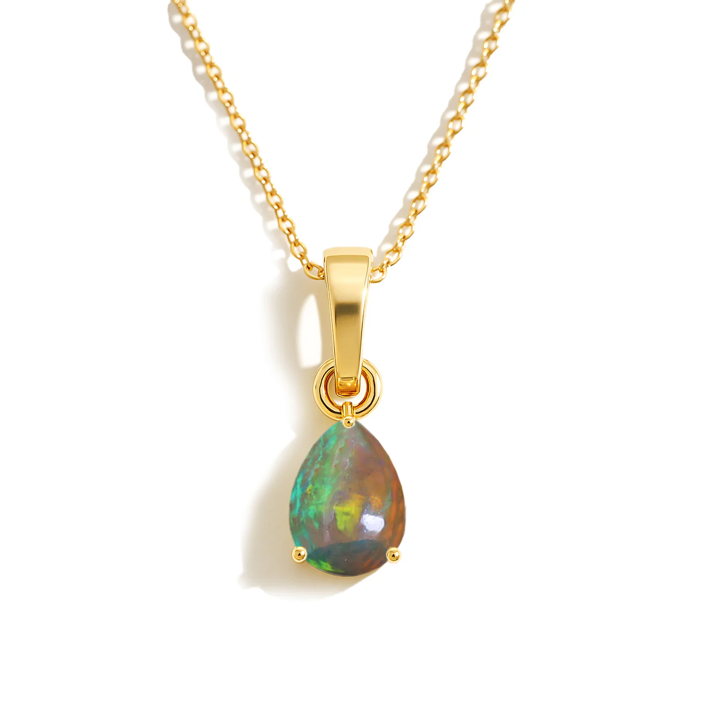 Black Opal Pear Solitaire Teardrop Pendant Necklace in 925 Sterling Silver 1.20ct - Image 5