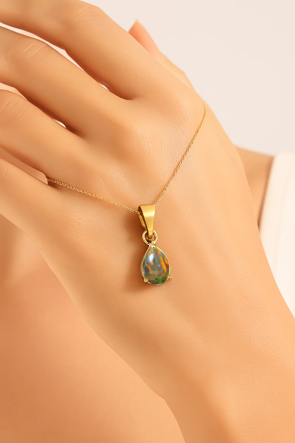 Black Opal Pear Solitaire Teardrop Pendant Necklace in 925 Sterling Silver 1.20ct - Image 7