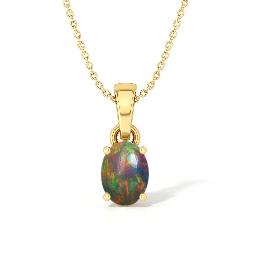Black Opal Oval Teardrop Pendant Necklace in 925 Sterling Silver 1.20ct - Image 6