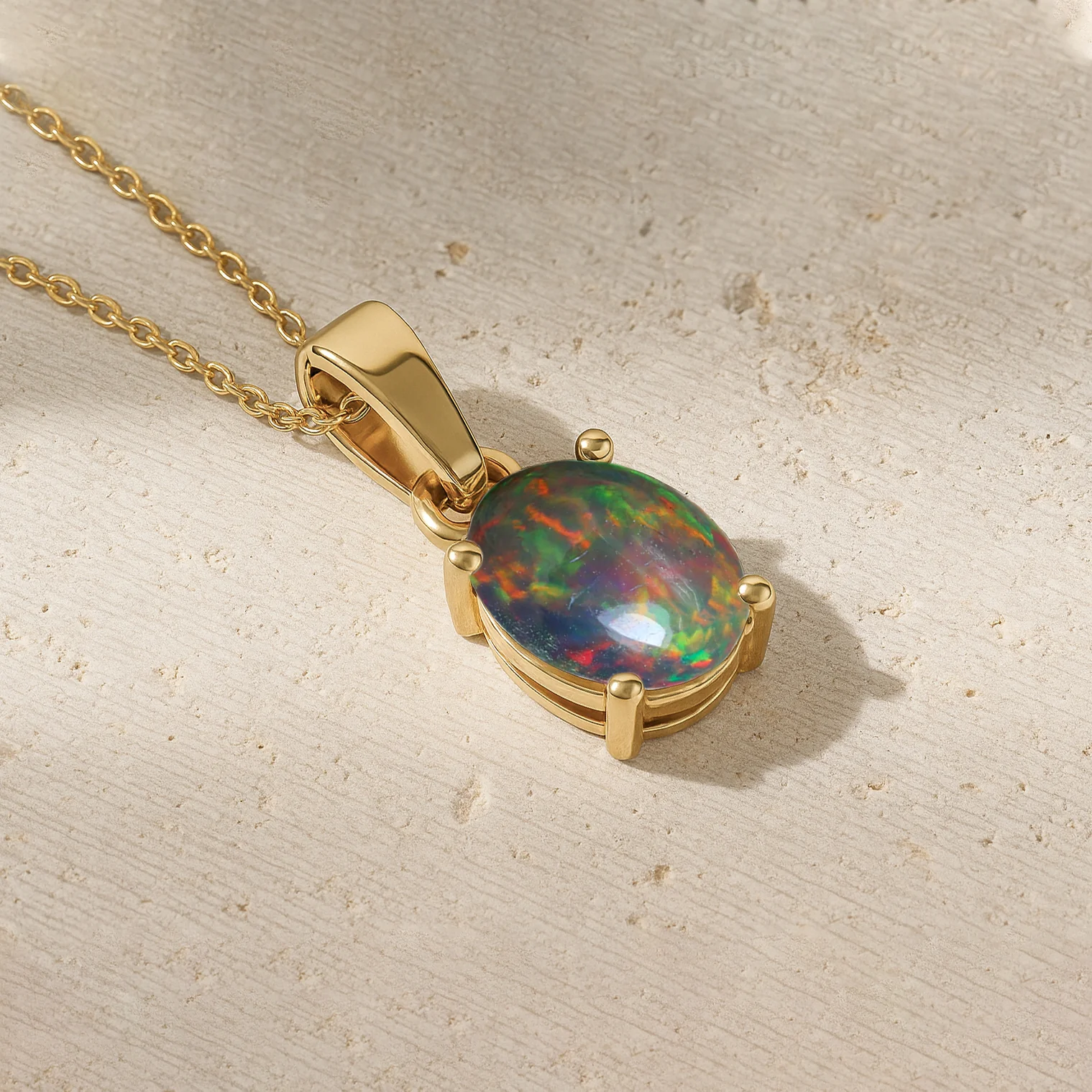 Black Opal Oval Teardrop Pendant Necklace in 925 Sterling Silver 1.20ct - Image 8