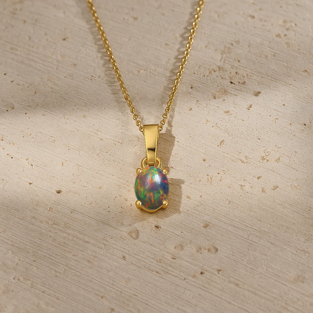 Black Opal Oval Teardrop Pendant Necklace in 925 Sterling Silver 1.20ct - Image 9