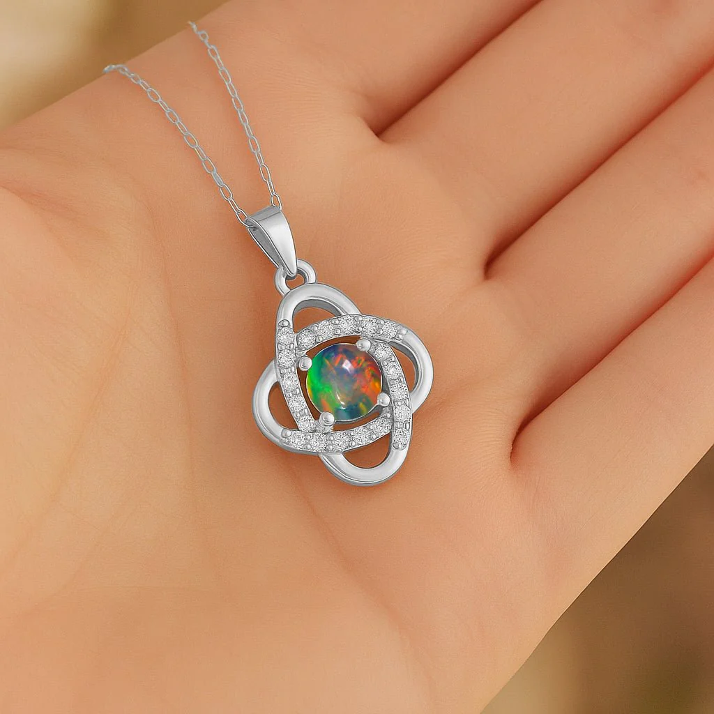 Black Opal Pendant Necklace - Gemstone Jewelry - Image 4