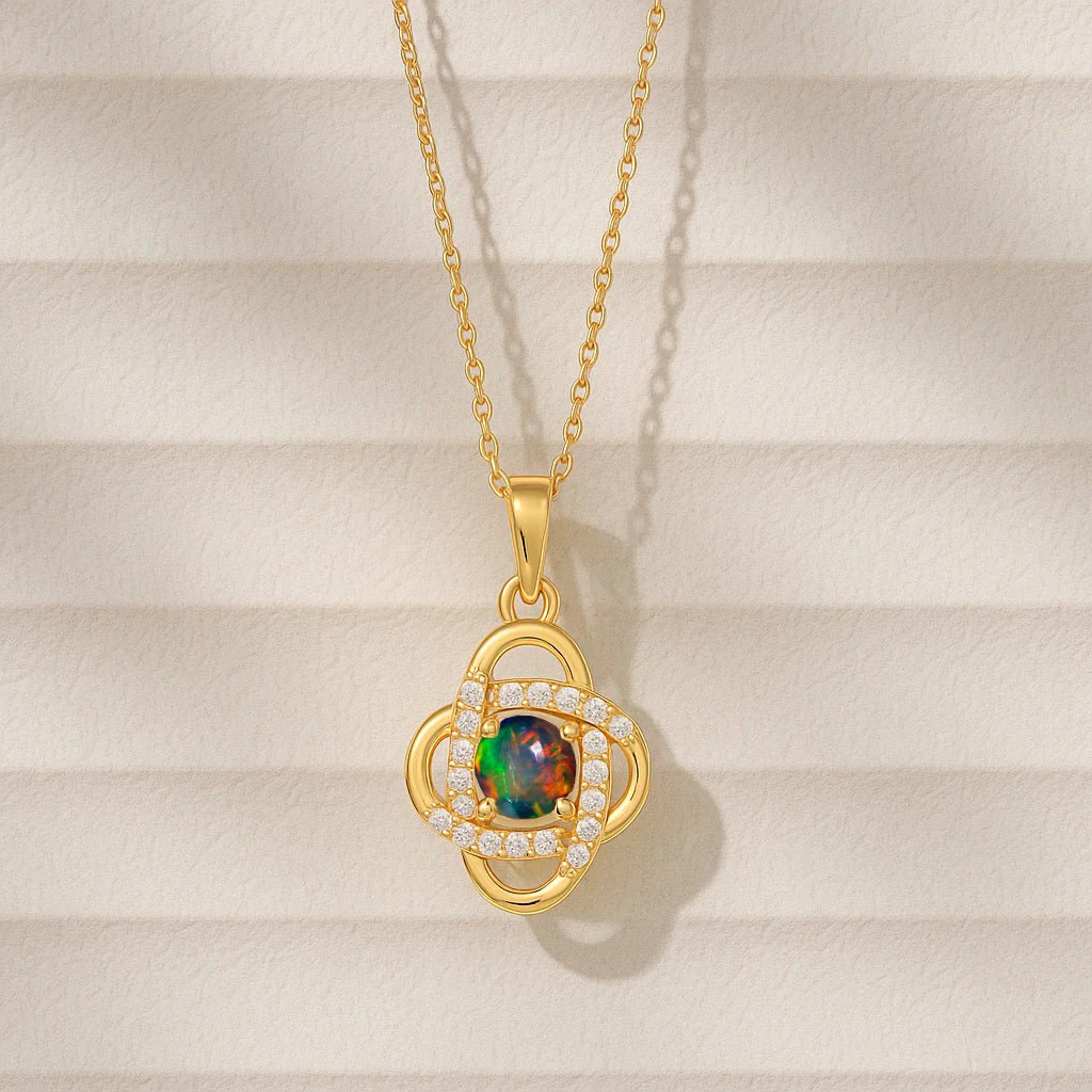 Black Opal Pendant Necklace - Gemstone Jewelry - Image 5