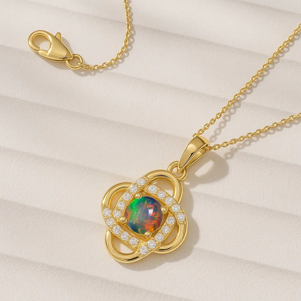 Black Opal Pendant Necklace - Gemstone Jewelry - Image 6
