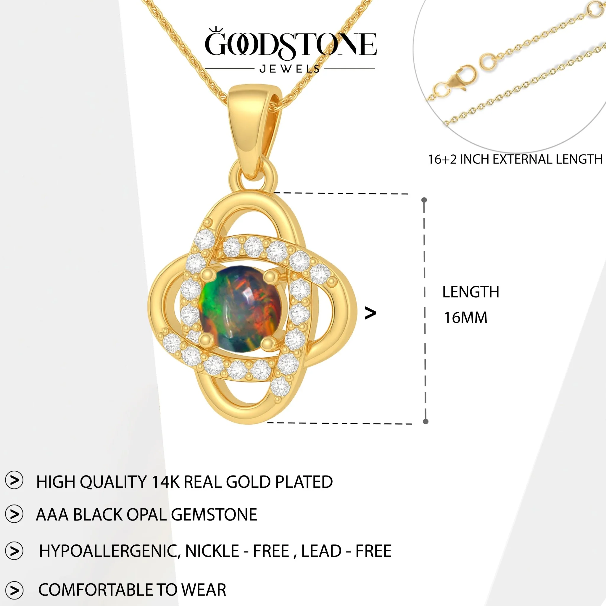 Black Opal Pendant Necklace - Gemstone Jewelry - Image 7