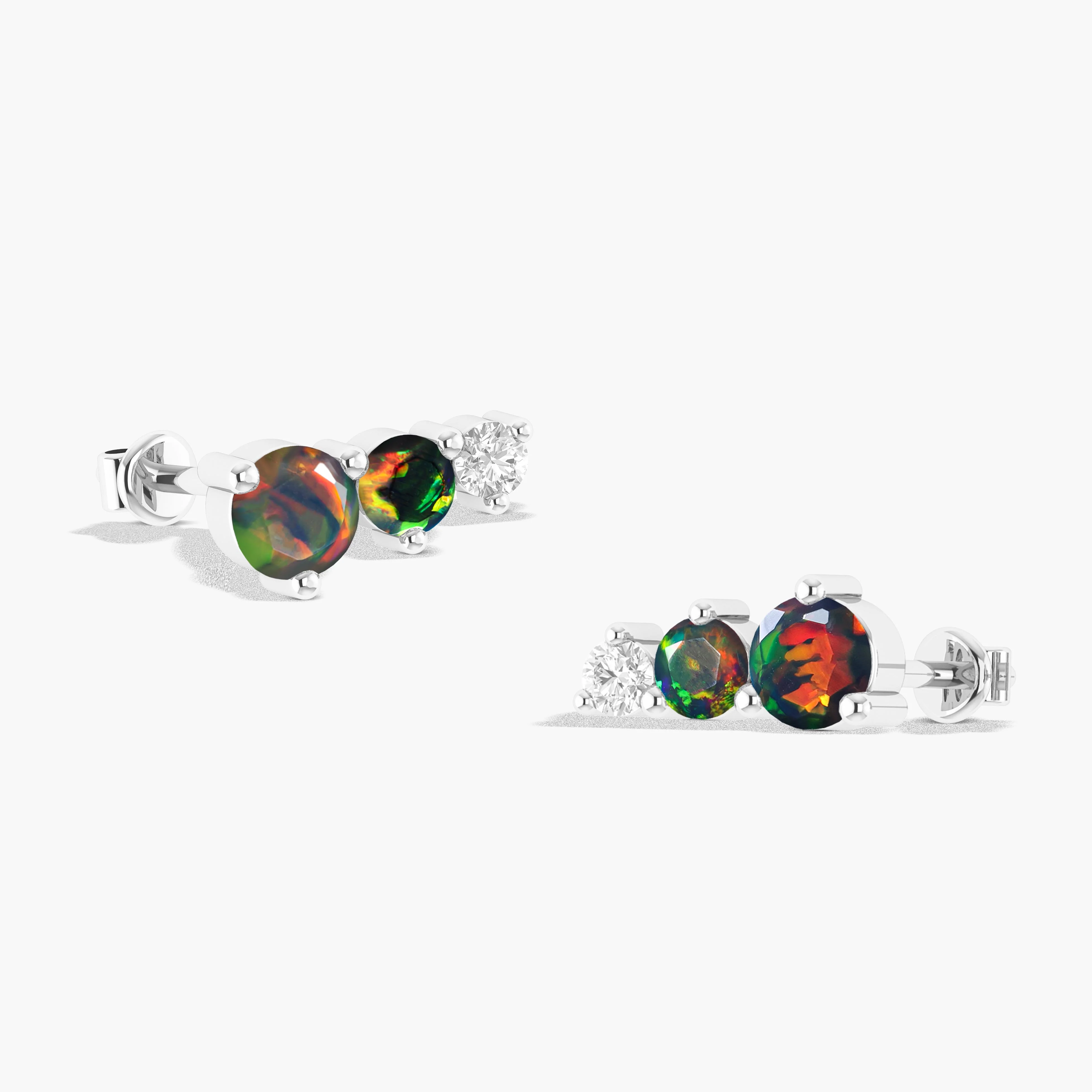 Black Opal Round Stud Earring in 925 Silver 1.1ct