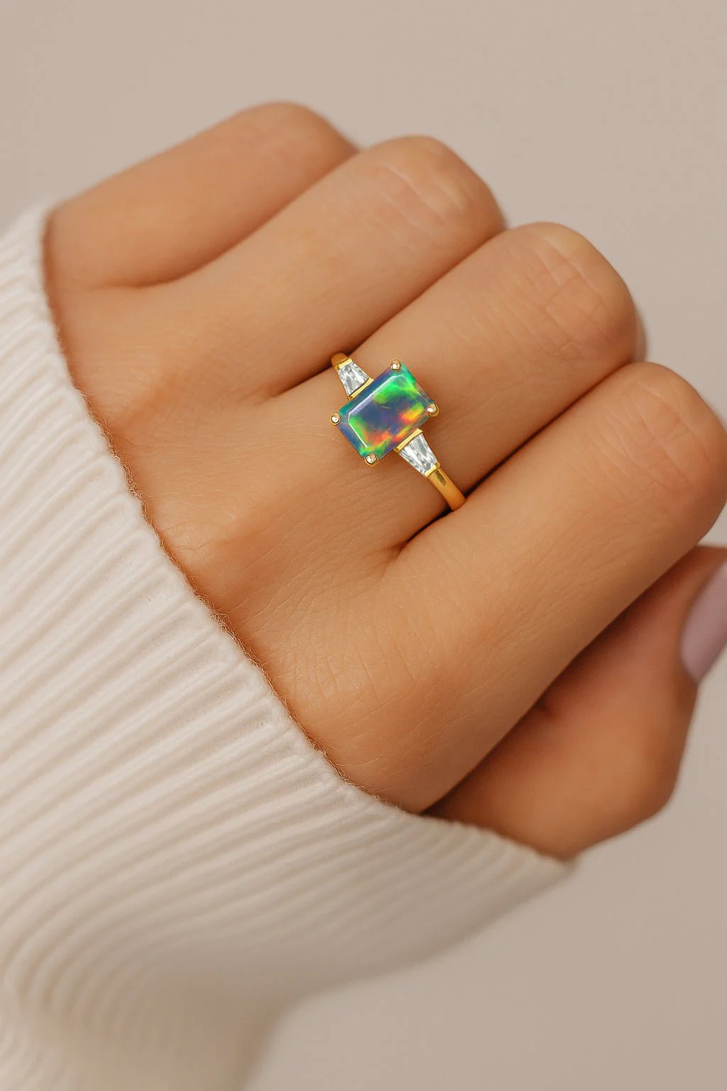 Black Opal Solitaire Ring - Image 3
