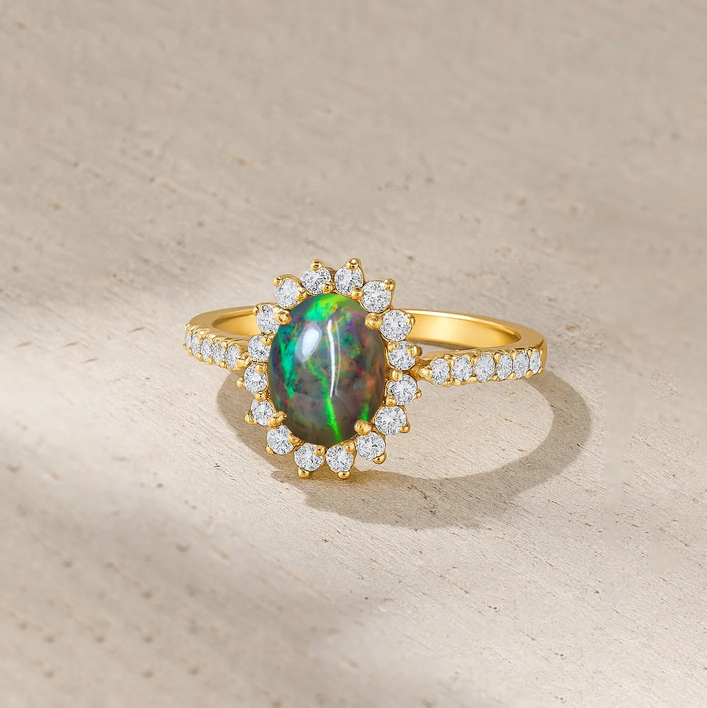 Black Opal Sterling Silver Halo Ring - Image 4