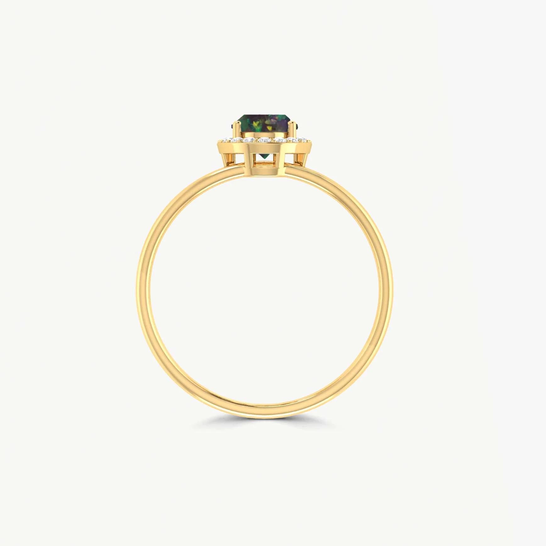 Black Opal & White Zircon Halo Ring - Image 4