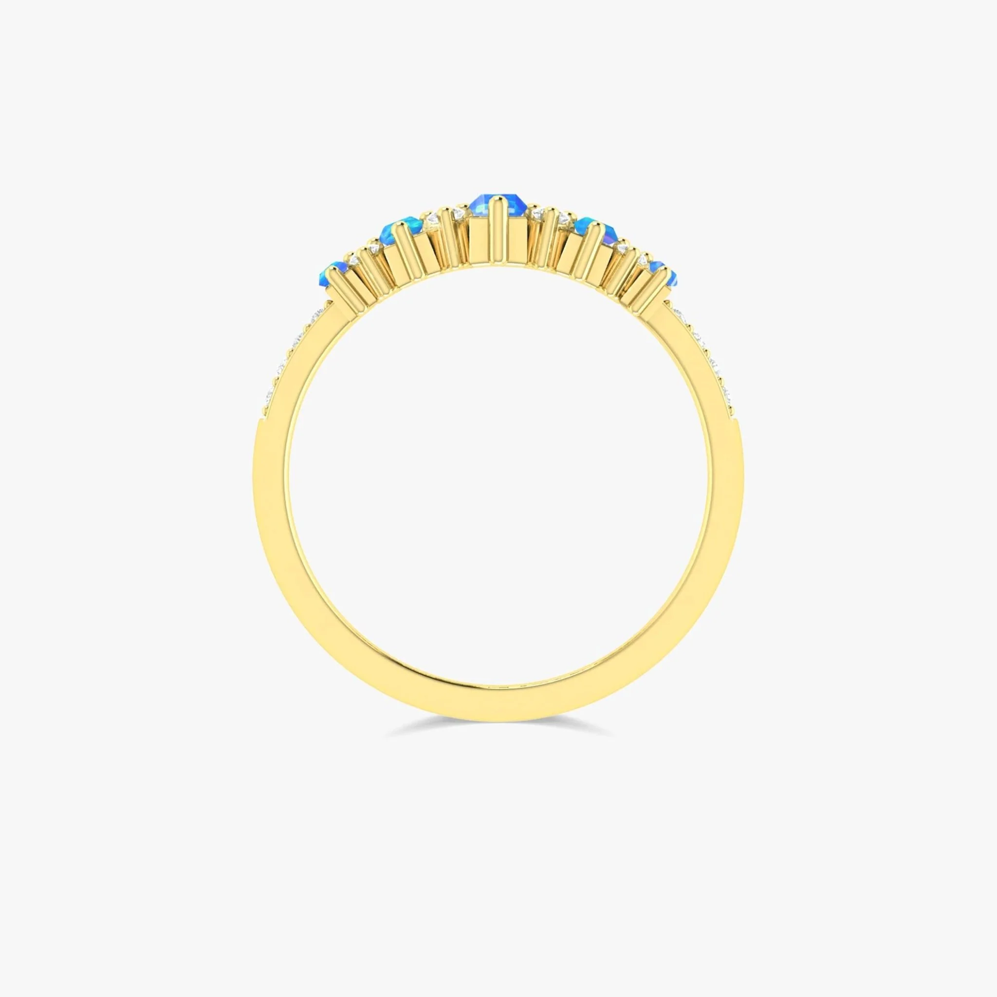 Blue Baguette Fire Opal Gemstone Ring - Image 2