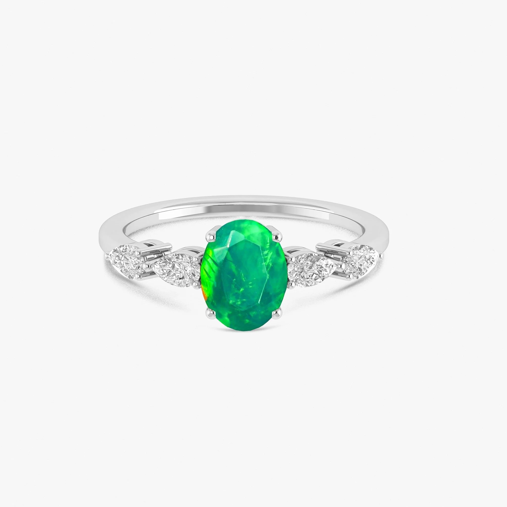 Blue Genuine Opal Silver Ring for Women - Image 9