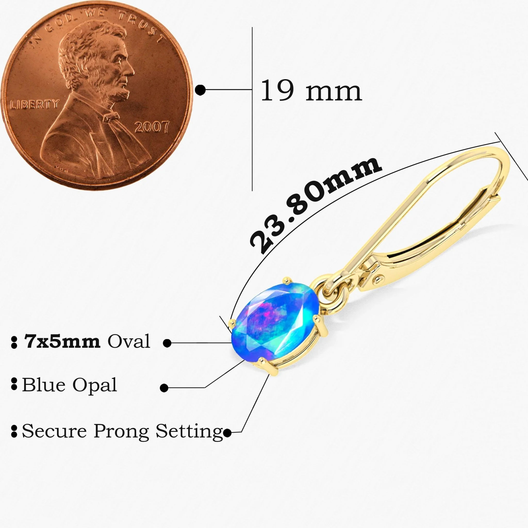 Blue Multi Fire Opal Gemstone Dangle Earring - Image 6