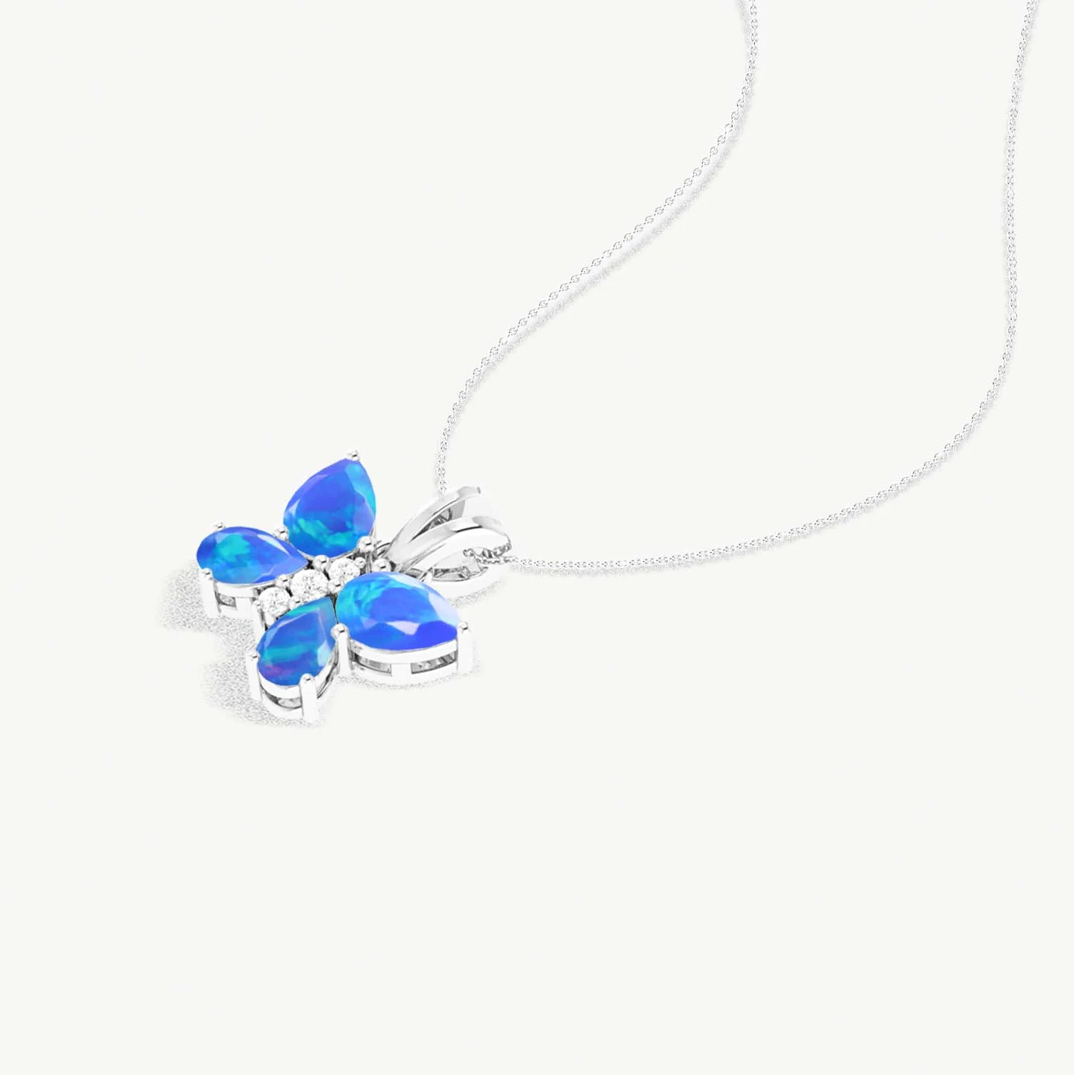 Blue Opal Butterfly Pendant Necklace in 925 Sterling Silver 1.3ct - Image 2