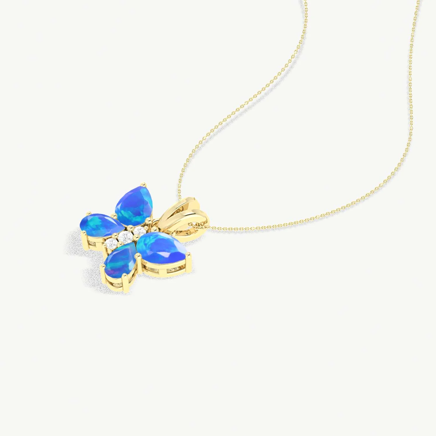 Blue Opal Butterfly Pendant Necklace in 925 Sterling Silver 1.3ct - Image 5