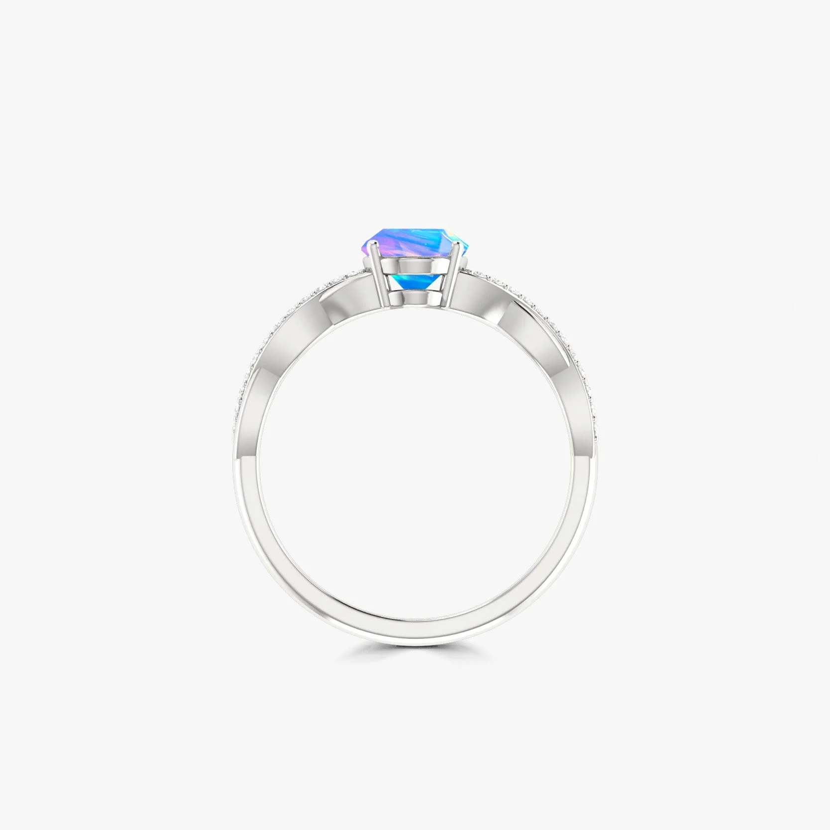 Blue Opal Crossover Ring with 8X6 MM Oval Stone - Image 4