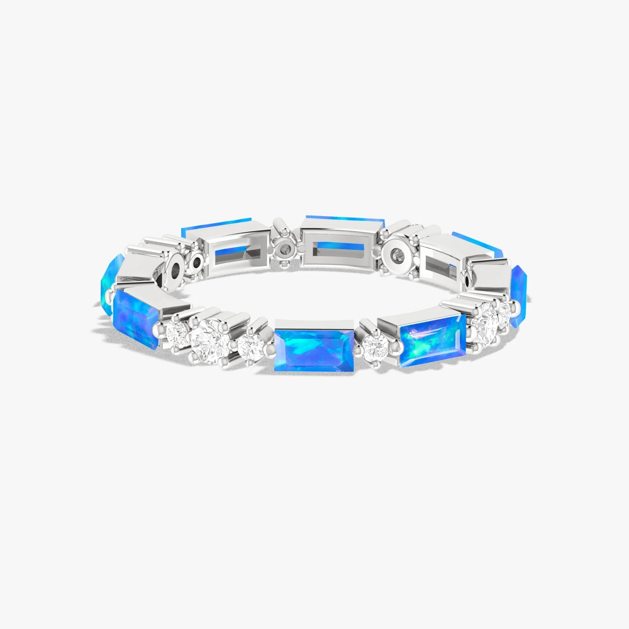 Blue Opal Eternity Ring for Weddings - Image 2