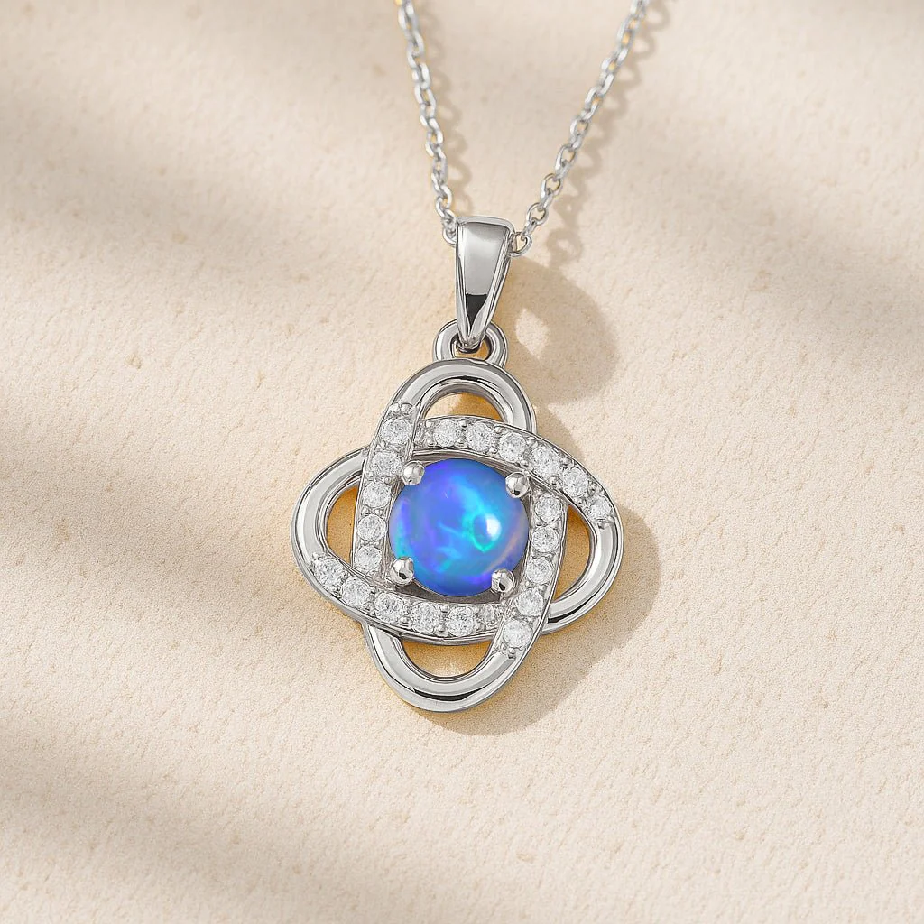 Blue Opal Gemstone Necklace Statement Pendant - Image 2