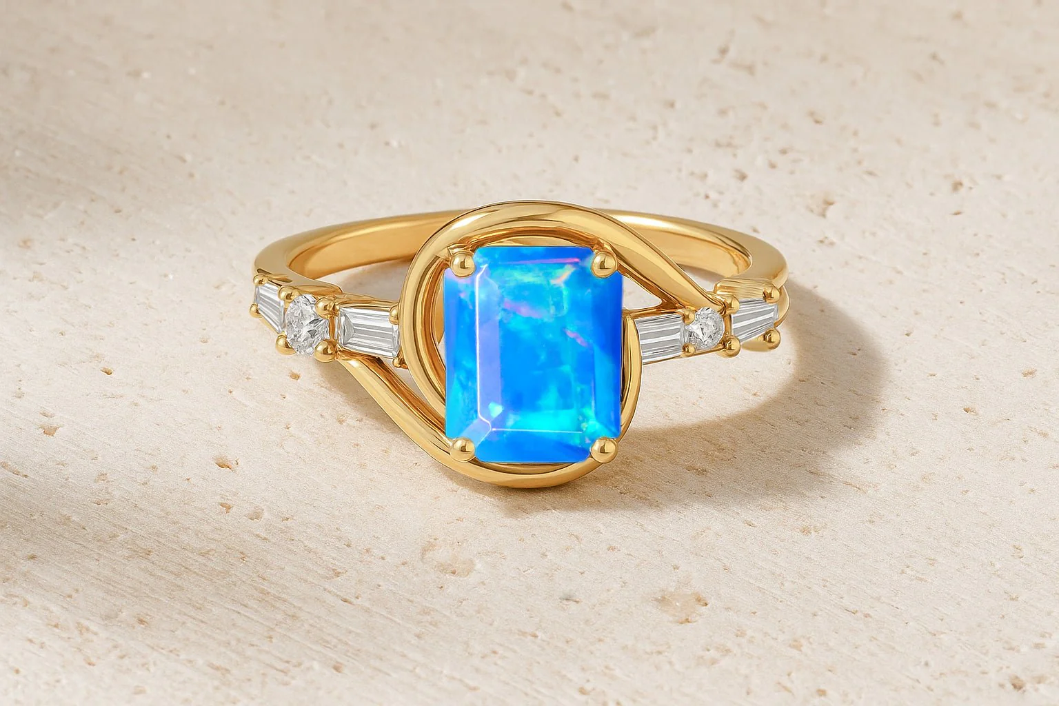 Blue Opal Gemstone Ring for Women - Genuine Blue Statement - Image 7