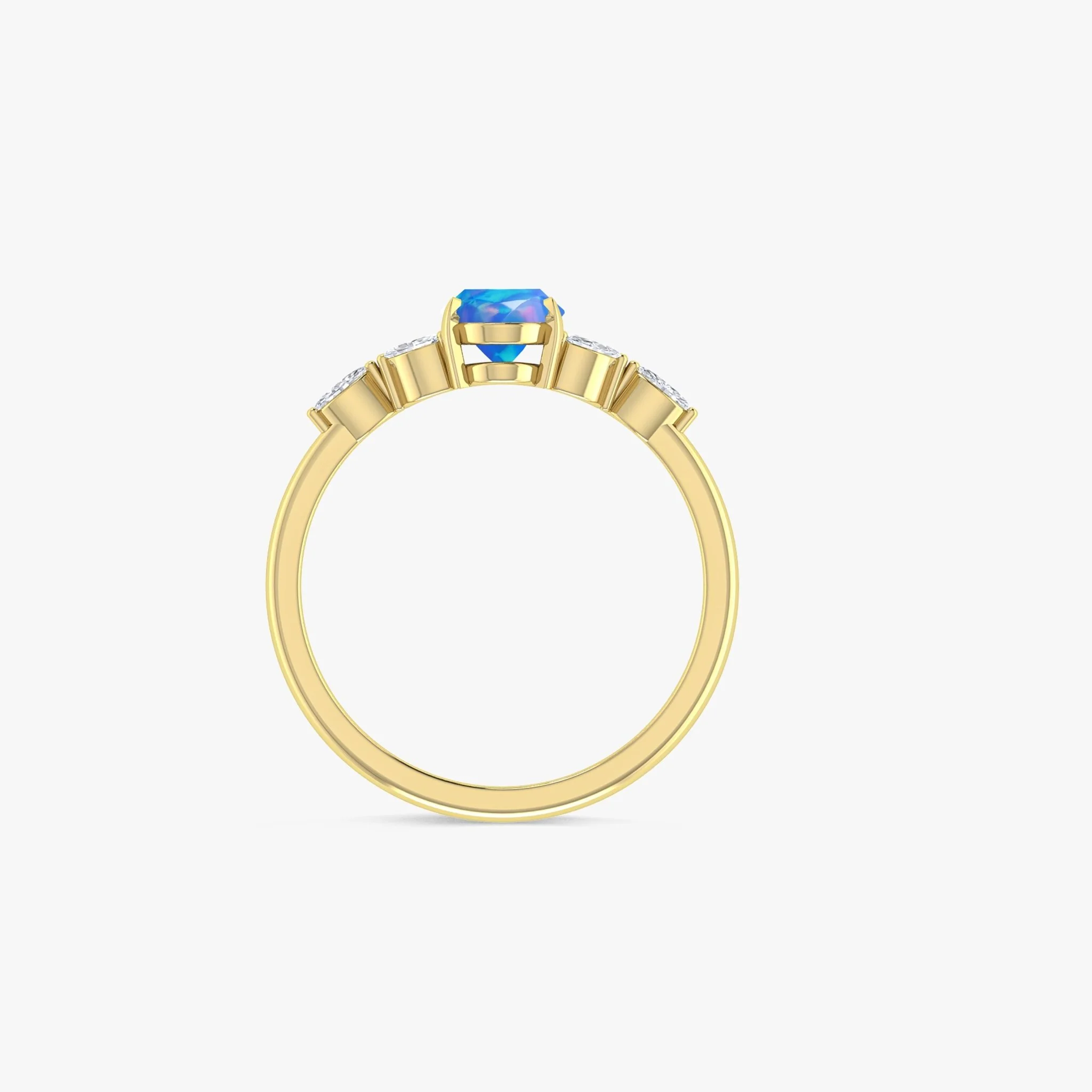 Blue Opal Leaf Ring in Silver & Gold - Image 7
