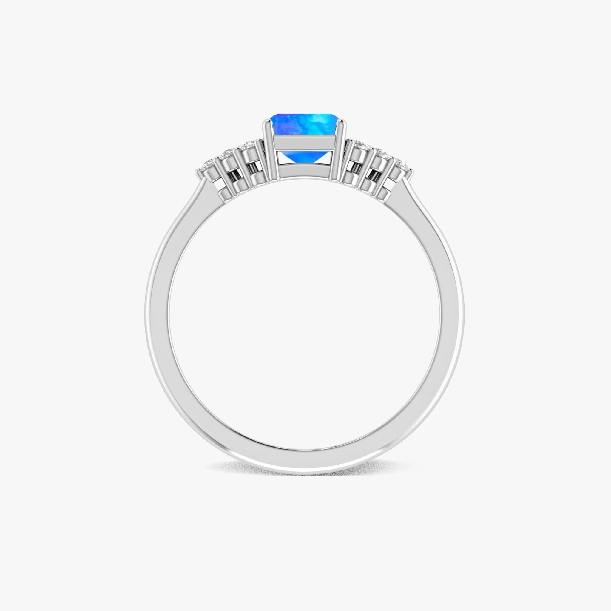 Blue Opal Solitaire Octagon Ring in Gold & Silver - Image 6