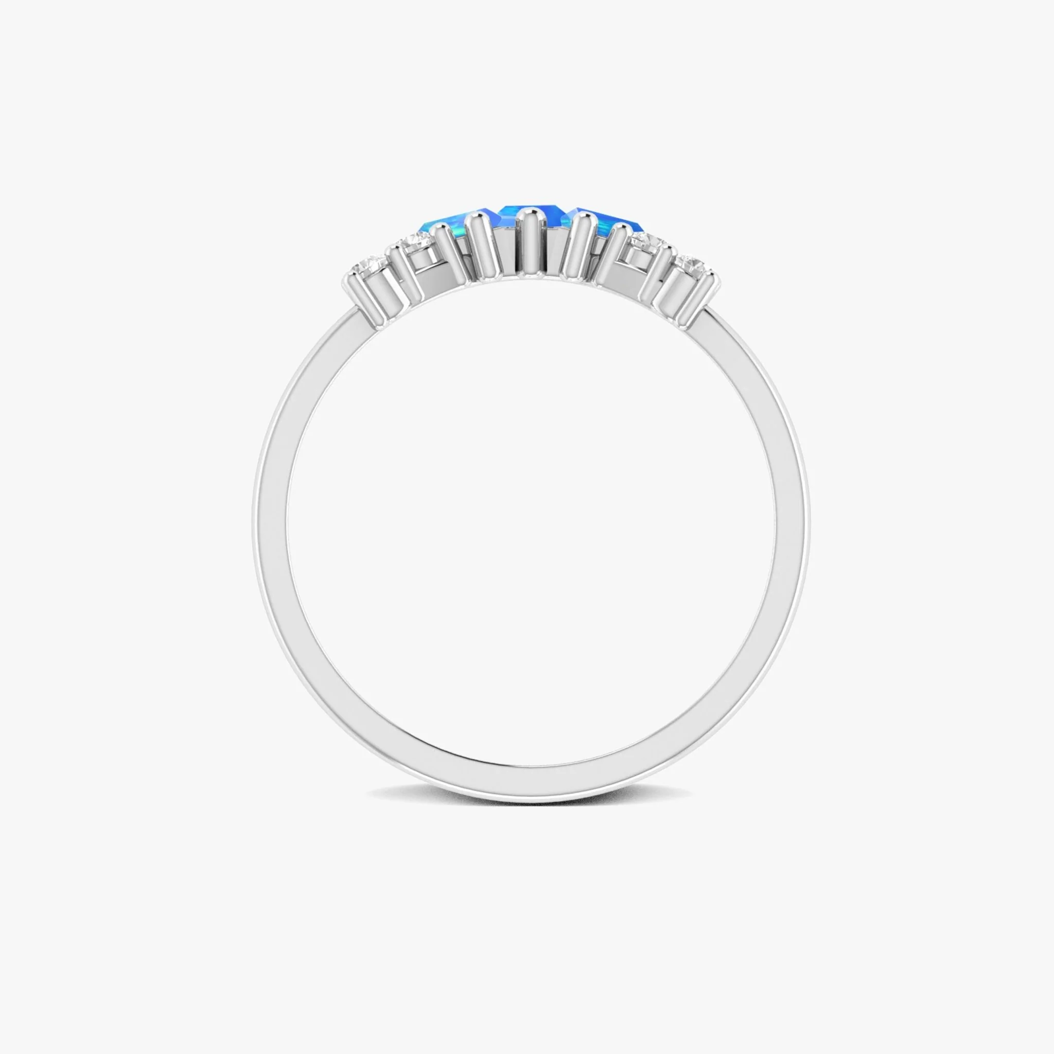 Blue Opal Wishbone Crown Style Ring - Image 4