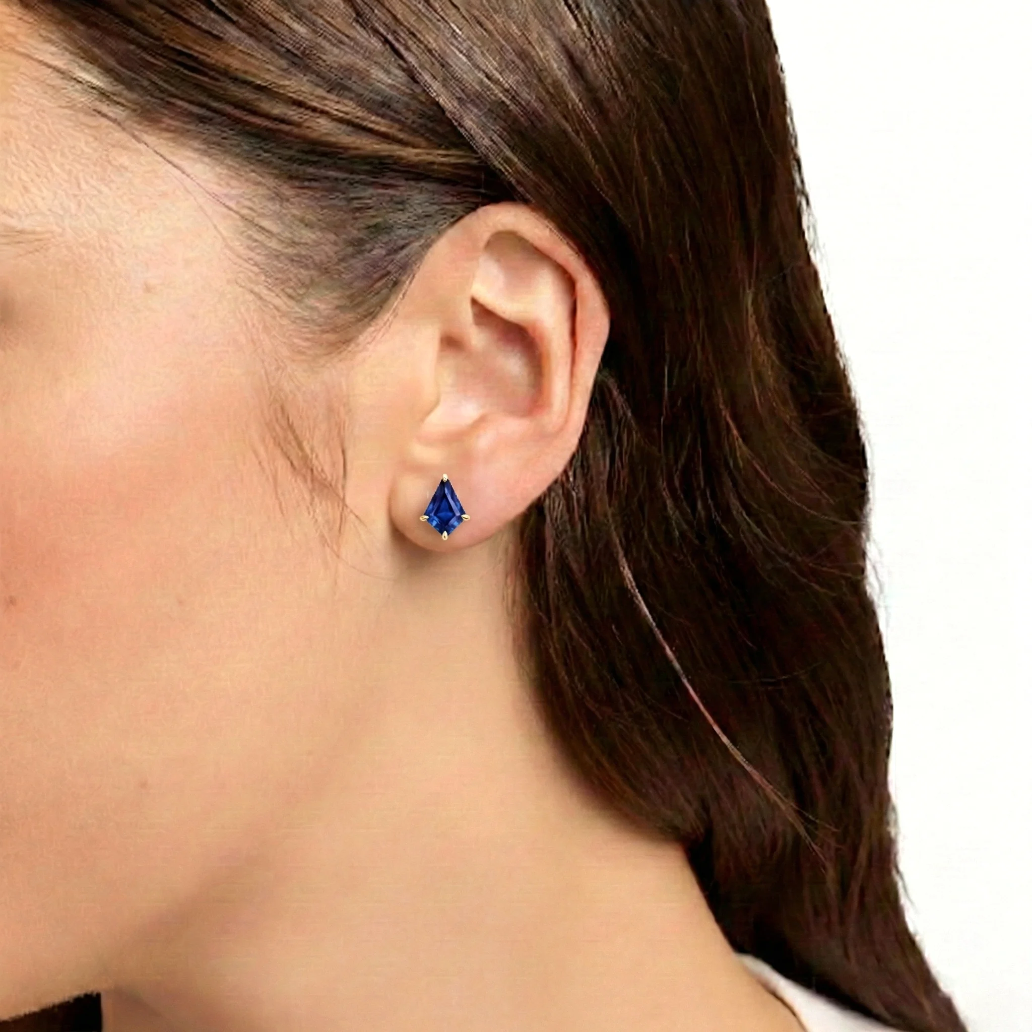Blue Sapphire Kite Stud Earrings in 925 Sterling Silver 7x5 MM 1.50ct - Image 10