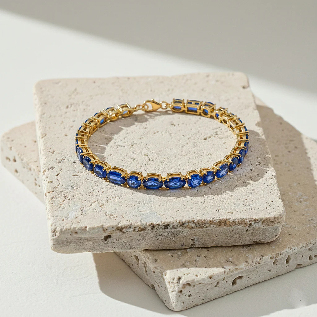 Blue Sapphire Multi Shape Tennis Bracelet in 925 Sterling Silver 15.65 CT - Image 8